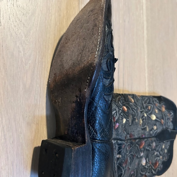 Pecos Bill Cowgirl Western Boots Black Floral Size 8 Rodeo Wearable Western - Picture 7 of 8